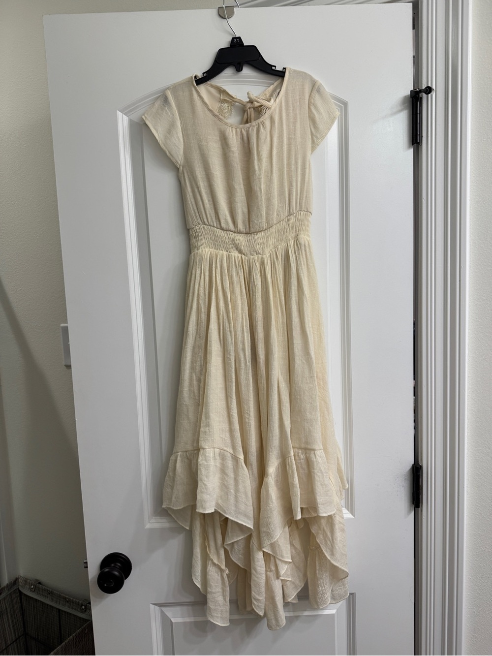 Joyfolie Cream Ruffled High-Low Dress for Girls